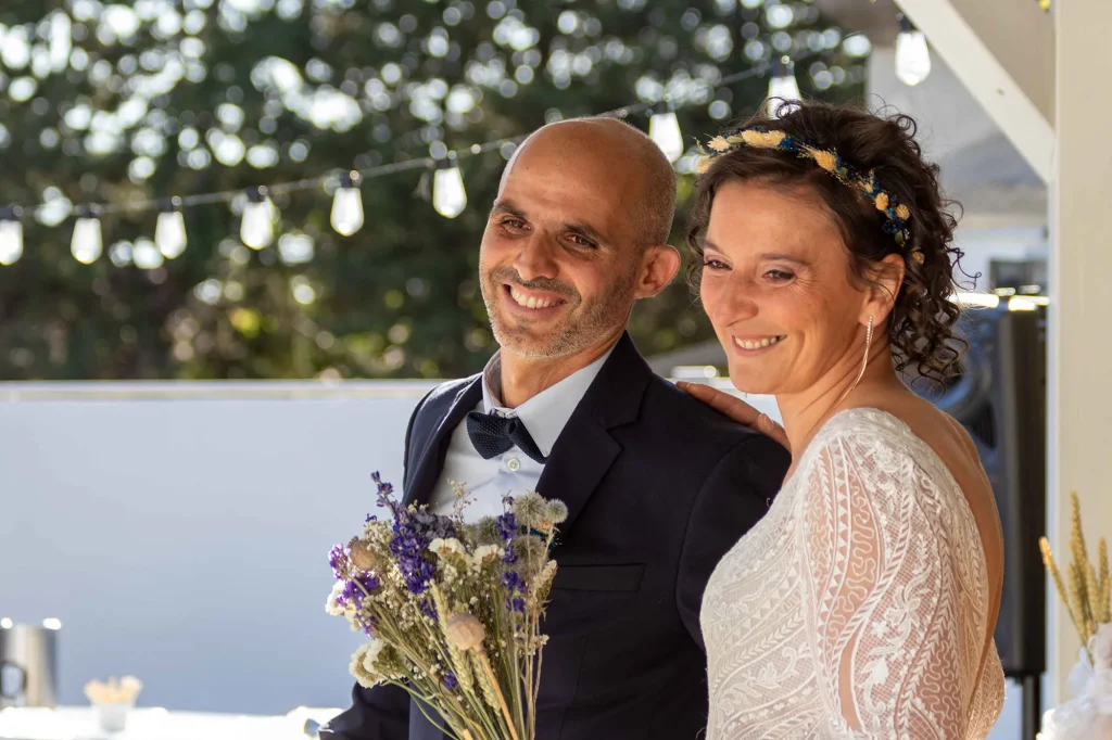 Smiling newlyweds enjoying their wedding day in Cuges-les-Pins, Provence